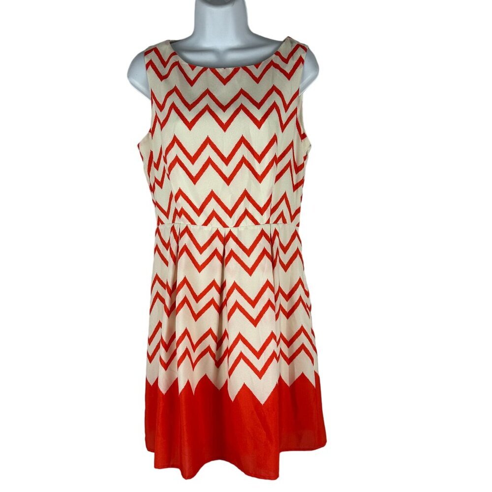 Pink Owl Womens Chevron Sleeveless Dress Red & White Size M 100% Polyester